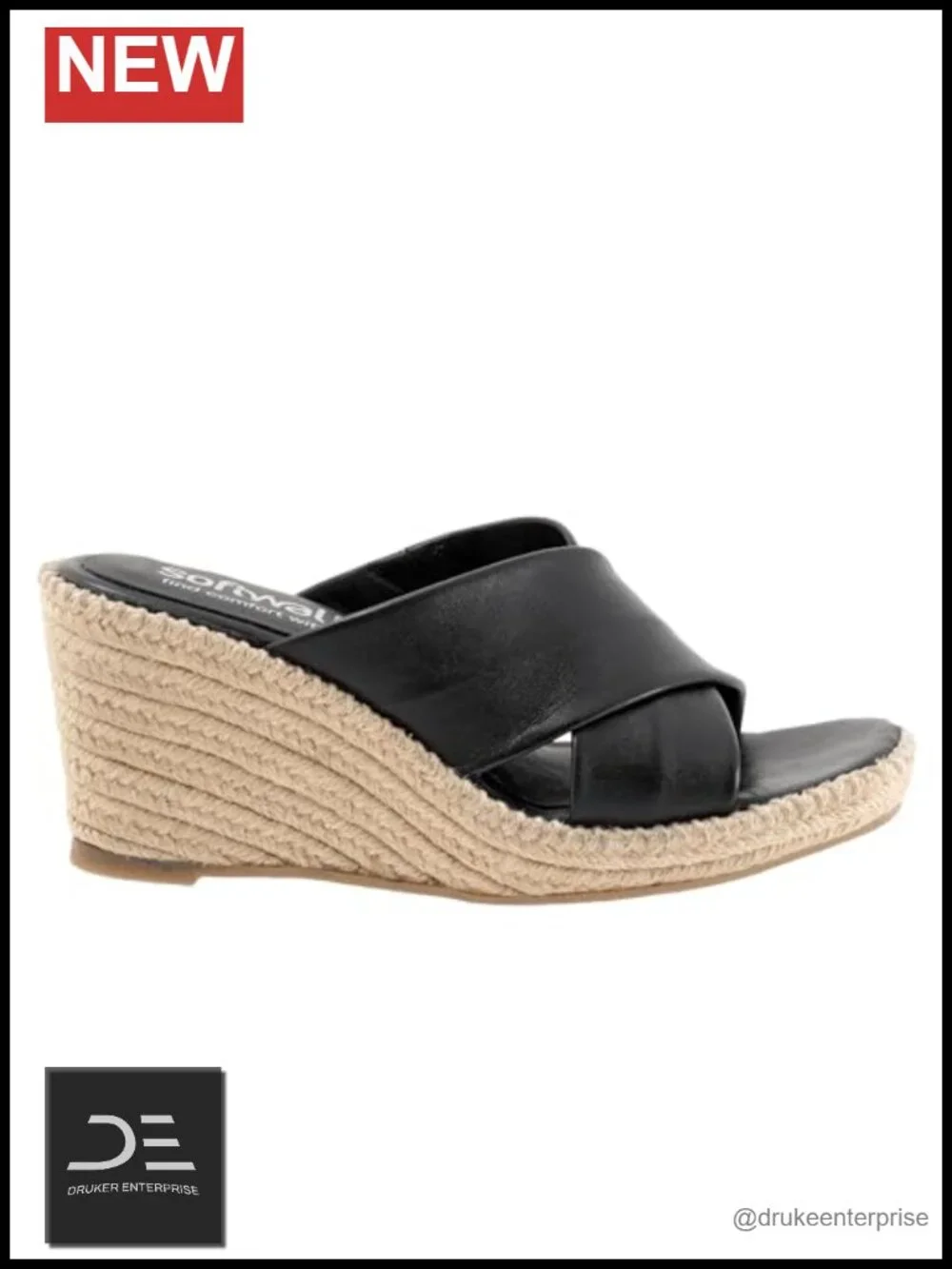 SoftWalk Hastings Women's Leather Wedge Sandals Ankle Strap Slip On